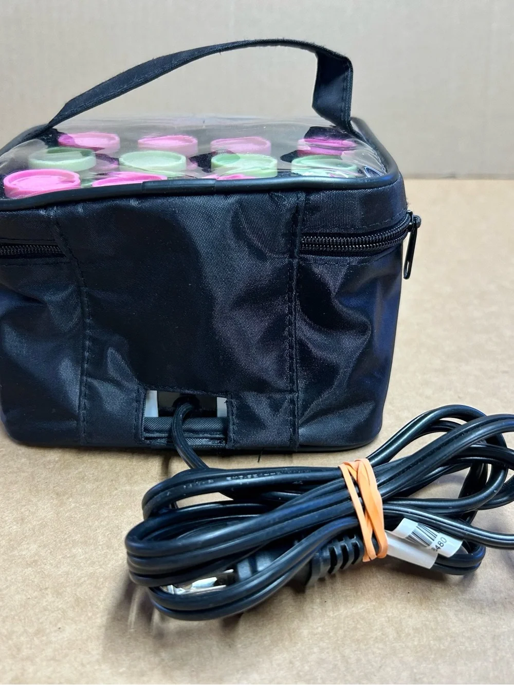 Conair Black Set of 12 Pink & Green Hot Rollers With Travel Case